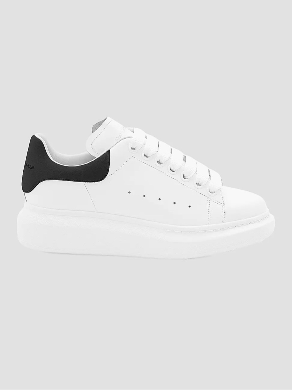 ALEXANDER MCQUEEN WHITE LEATHER BLACK TAB CLASSIC OVERSIZED SNEAKERS SZ 39.5 NEW